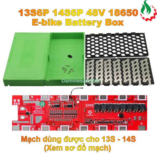 Hộp đựng pin xe điện 48V 13S6P 14S6P 18650 có gioăng chống nước